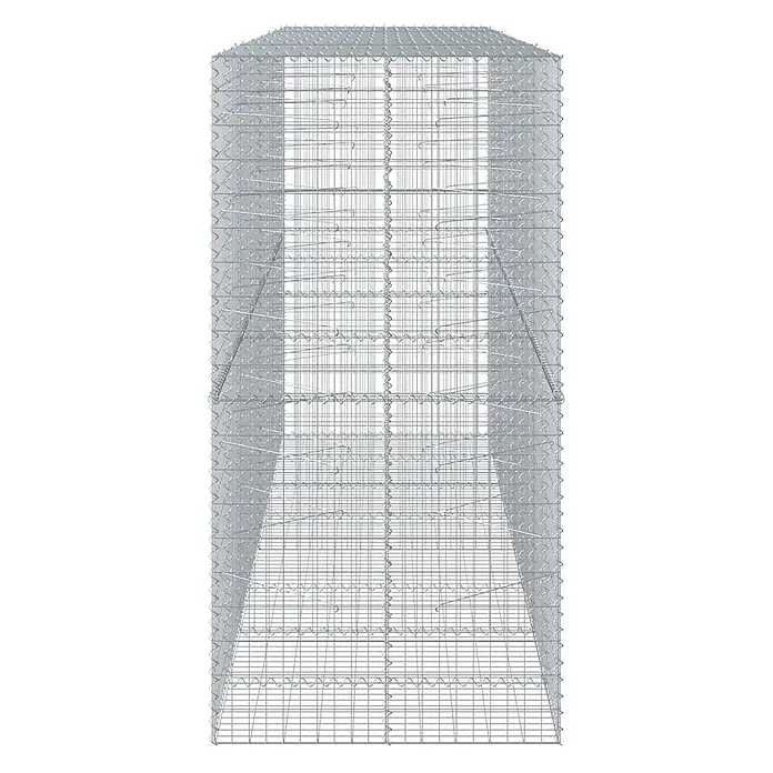 Furnicato Gabione - 400 x 100 x 200 cm, Metall, Maschenbreite: 50 mm, Maschenhöhe: 100 mm - Silberner Drahtgitter-Gabionenkorb mit rechteckiger, leicht verjüngter Form aus verbundenen Gitterelementen.