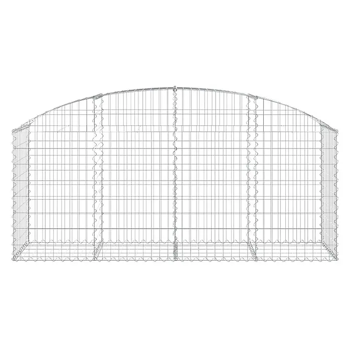 Furnicato Gabione - 100 x 200 x 50 cm, Metall, Maschenbreite: 50 mm, Maschenhöhe: 100 mm - Silberfarbener, verzinkter Drahtgitterkäfig mit Bogendach, geeignet für Gabionen oder Tiergehege.