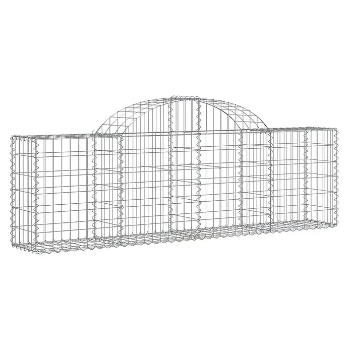 Furnicato Gabione - 80 x 200 x 30 cm, Metall, Maschenbreite: 50 mm, Maschenhöhe: 100 mm - Silberner Drahtgitter-Gabionenkorb mit flachem Boden und mittig gewölbtem Oberteil. Für Steinfüllung geeignet.