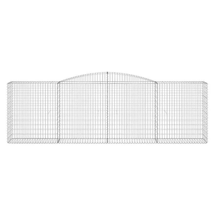 Furnicato Gabione - 140 x 400 x 50 cm, Metall, Maschenbreite: 50 mm, Maschenhöhe: 100 mm - Grau metallenes Drahtgitter-Tiergehege mit gewölbtem Dachabschnitt.