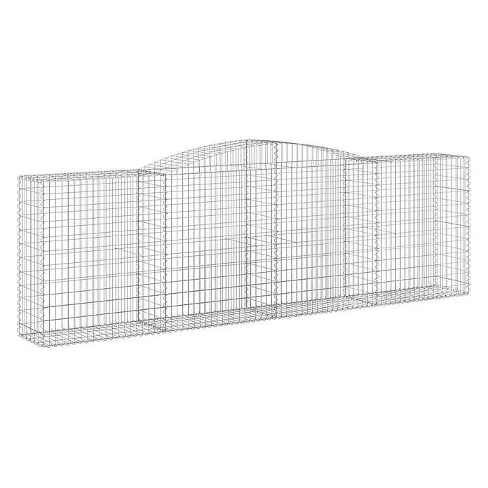 Furnicato Gabione - 140 x 400 x 50 cm, Metall, Maschenbreite: 50 mm, Maschenhöhe: 100 mm - Gabionenkorb aus verzinktem Stahldraht mit Innenunterteilungen und gewölbter Oberseite für den Landschaftsbau.