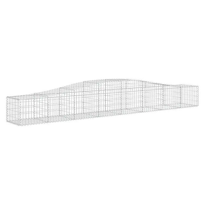 Furnicato Gabione - 50 x 400 x 60 cm, Metall, Maschenbreite: 50 mm, Maschenhöhe: 100 mm - Gabionenkorb aus silbernem Drahtgeflecht mit rechteckigem Boden und gewellter Oberkante für Landschafts- und Stützmauern.