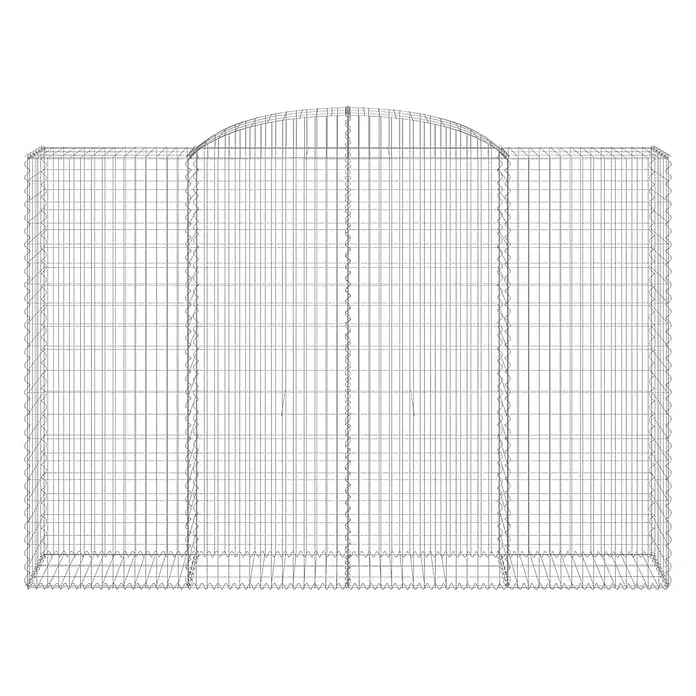 Furnicato Gabione - 220 x 300 x 50 cm, Metall, Maschenbreite: 50 mm, Maschenhöhe: 100 mm - Gabionenkorb aus silbernem Drahtgeflecht mit gewölbter Oberseite.