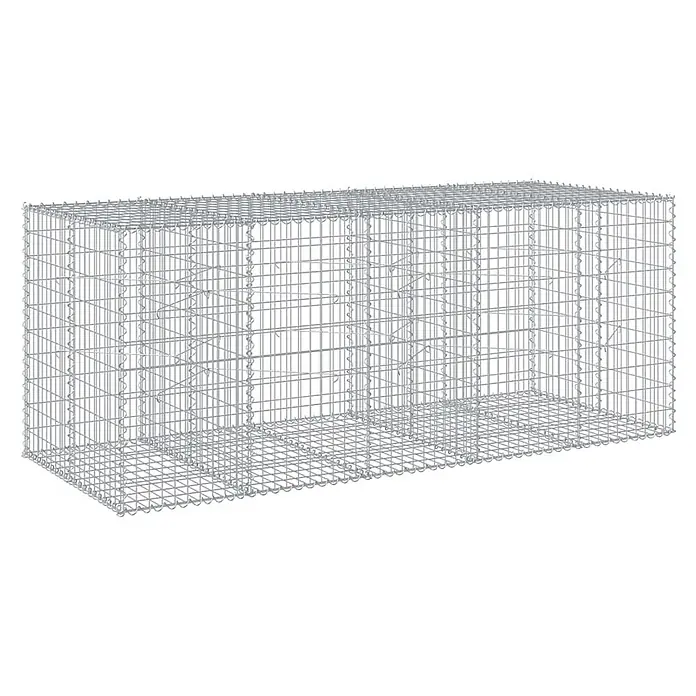 Furnicato Gabione - 250 x 100 x 100 cm, Metall, Maschenbreite: 50 mm, Maschenhöhe: 100 mm - Rechteckiger silbergrauer Gabionenkorb aus verzinktem Stahldrahtgeflecht.