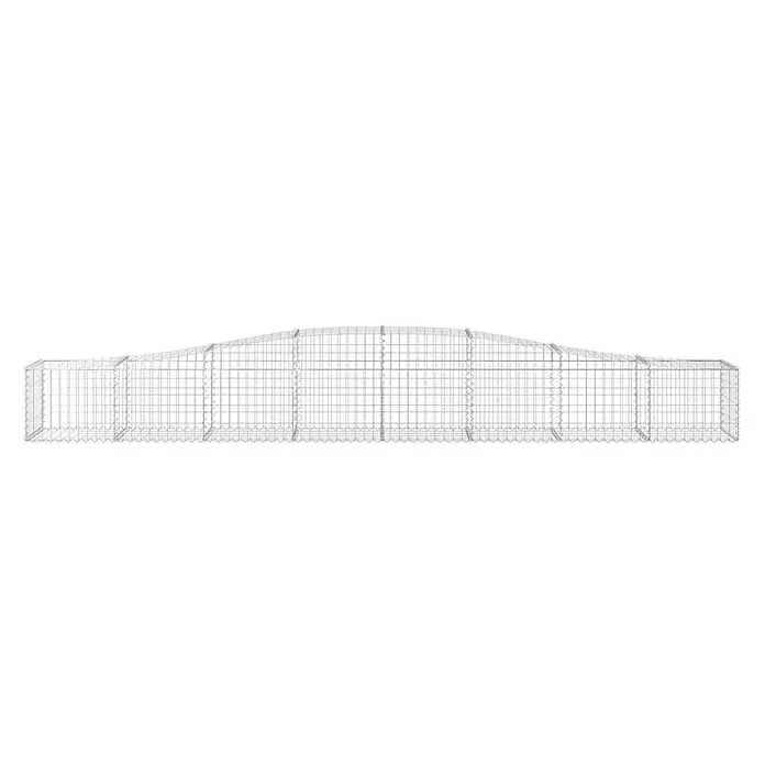 Furnicato Gabione - 50 x 400 x 60 cm, Metall, Maschenbreite: 50 mm, Maschenhöhe: 100 mm - Silberner Drahtgitter-Gabionenkorb mit gewölbter Oberseite für Landschaftsgestaltung.