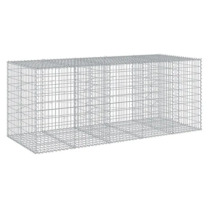 Furnicato Gabione - 250 x 100 x 100 cm, Metall, Maschenbreite: 50 mm, Maschenhöhe: 100 mm - Rechteckiger Gabionenkorb aus silbernem Drahtgeflecht.