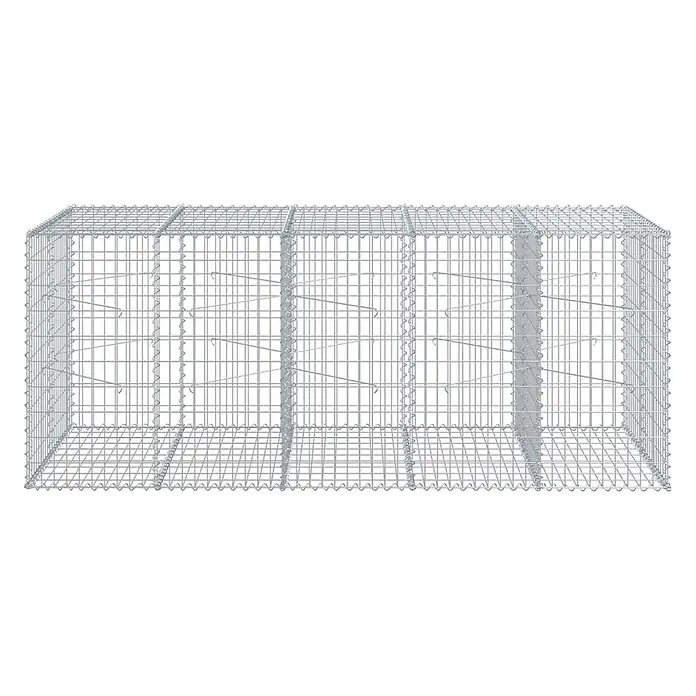 Furnicato Gabione - 250 x 100 x 100 cm, Metall, Maschenbreite: 50 mm, Maschenhöhe: 100 mm - Silberner Drahtgitter-Gabionenkorb mit Innenteilungen, für Stützmauern oder Landschaftsbau.