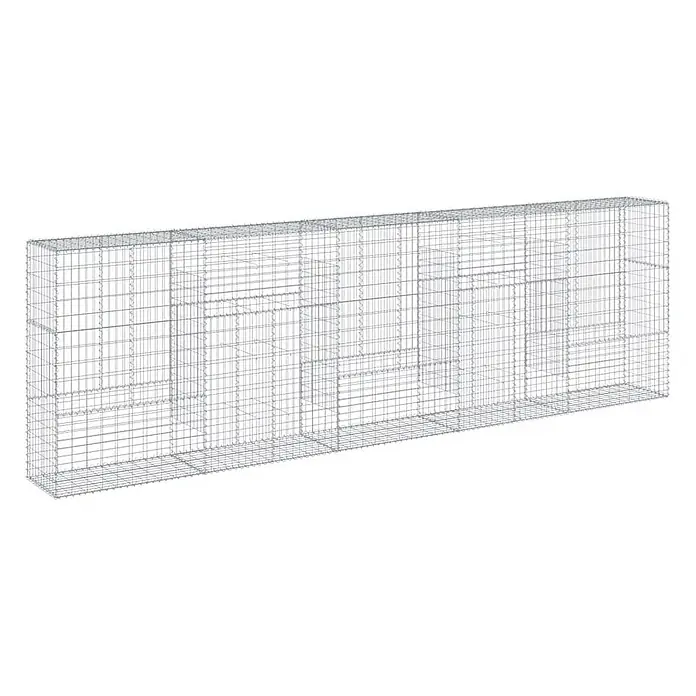 Furnicato Gabione - 500 x 50 x 150 cm, Metall, Maschenbreite: 50 mm, Maschenhöhe: 100 mm - Rechteckiger Gabionenkorb aus verzinktem Stahldraht mit Innenunterteilungen, zum Befüllen mit Steinen für Stützmauern.