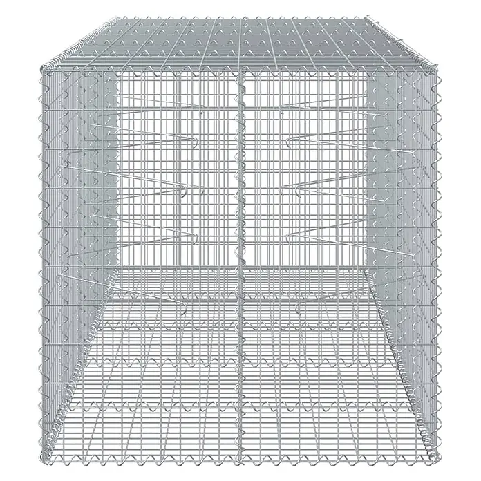 Furnicato Gabione - 250 x 100 x 100 cm, Metall, Maschenbreite: 50 mm, Maschenhöhe: 100 mm - Leerer quaderförmiger Gabionenkorb aus silbernem Drahtgeflecht, bereit zur Befüllung.