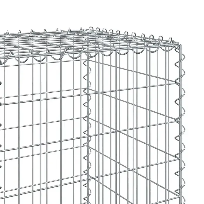 Furnicato Gabione - 500 x 50 x 150 cm, Metall, Maschenbreite: 50 mm, Maschenhöhe: 100 mm - Silberner Gabionenkorb aus Drahtgeflecht mit gewickelten Eckverbindern.