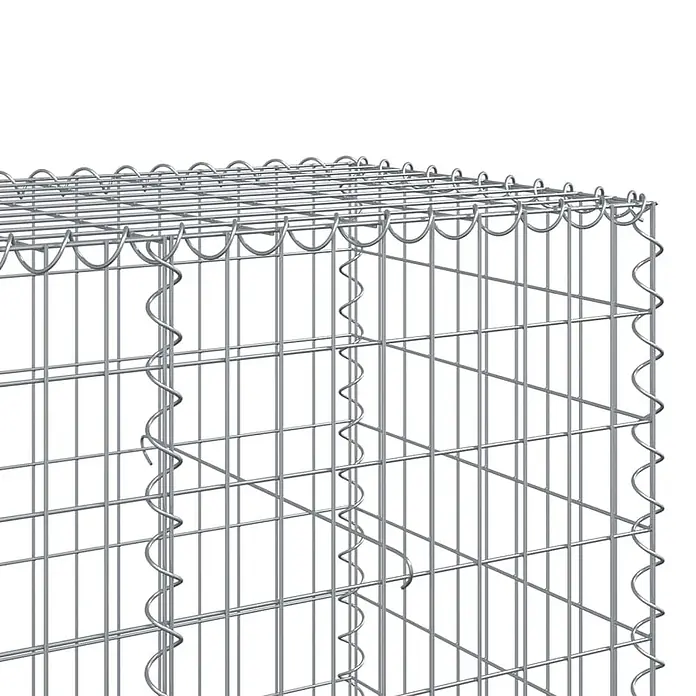 Furnicato Gabione - 950 x 100 x 100 cm, Metall, Maschenbreite: 50 mm, Maschenhöhe: 100 mm - Gabionenkorb aus silbernem Drahtgeflecht mit geraden und spiralförmigen Stahldrähten.