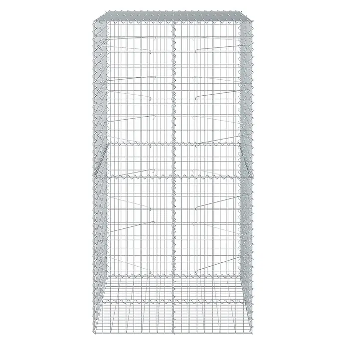 Furnicato Gabione - 100 x 100 x 200 cm, Metall, Maschenbreite: 50 mm, Maschenhöhe: 100 mm - Hoher, leerer Gabionenkorb aus verzinktem Stahldrahtgeflecht, mit inneren Drahtverstrebungen für Stabilität.