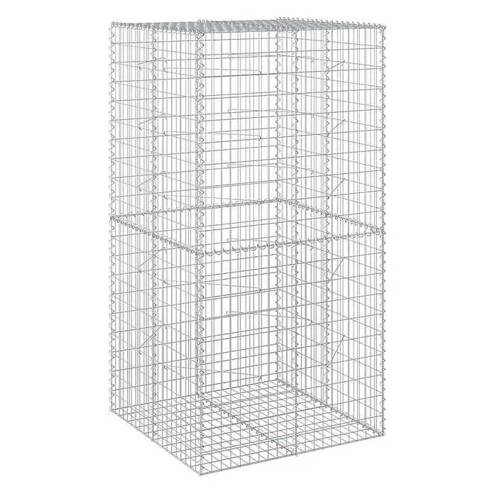 Furnicato Gabione - 100 x 100 x 200 cm, Metall, Maschenbreite: 50 mm, Maschenhöhe: 100 mm - Hoher, rechteckiger Gabionenkorb aus verzinktem Stahldrahtgeflecht mit Innenstreben, für Bau- und Landschaftsgestaltung.