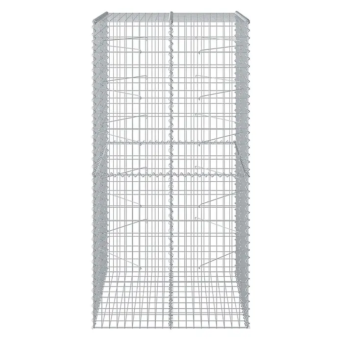 Furnicato Gabione - 100 x 100 x 200 cm, Metall, Maschenbreite: 50 mm, Maschenhöhe: 100 mm - Leerer Gabionenkorb aus silbernem Drahtgeflecht mit inneren Spanndrähten für Stützmauern oder Landschaftsbau.