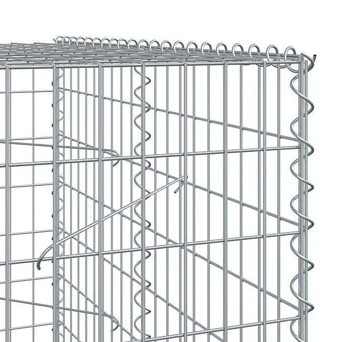 Furnicato Gabione - 200 x 100 x 200 cm, Metall, Maschenbreite: 50 mm, Maschenhöhe: 100 mm - Gabionenkorb aus silbernem Metalldraht mit Gitterstruktur und Spiralverbindern.
