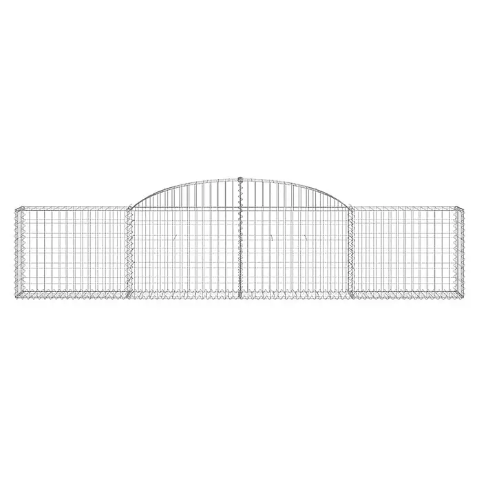 Furnicato Gabione - 30 x 300 x 80 cm, Metall, Maschenbreite: 50 mm, Maschenhöhe: 100 mm - Modulare Drahtgitter-Gabionenstruktur mit rechteckiger Basis und zentralem Zierbogen, ideal für Landschafts- oder Stützmauern.