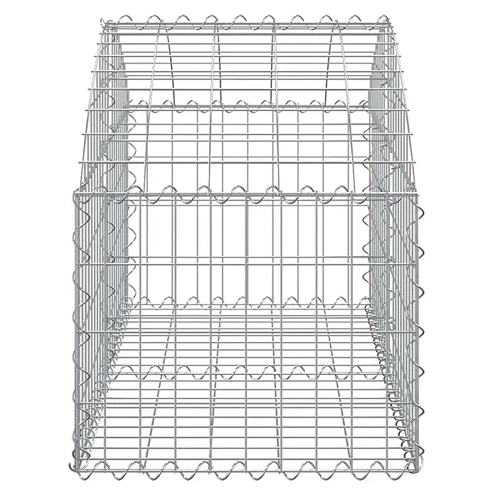 Furnicato Gabione - 60 x 100 x 50 cm, Metall, Maschenbreite: 50 mm, Maschenhöhe: 100 mm - Leerer Gabionenkäfig aus silbernem Draht mit gewellten Rändern, bereit zur Steinbefüllung.