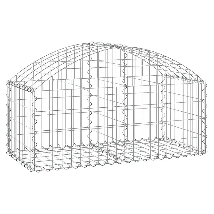 Furnicato Gabione - 60 x 100 x 50 cm, Metall, Maschenbreite: 50 mm, Maschenhöhe: 100 mm - Silberfarbener Gabionenkorb aus Drahtgitter mit gewölbtem Dach.
