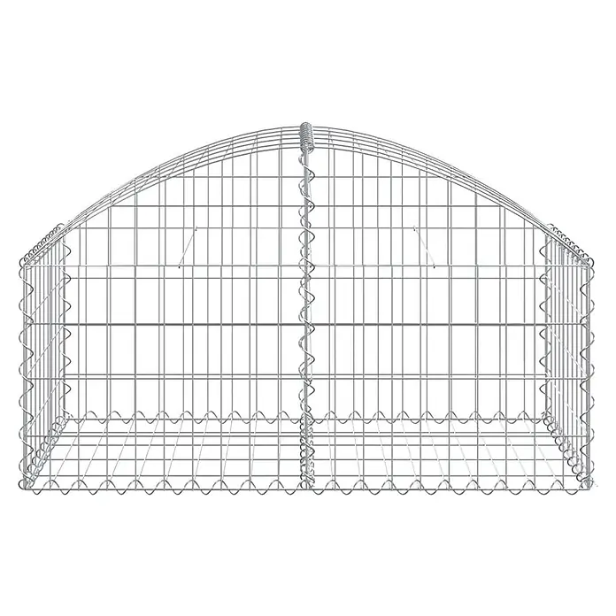 Furnicato Gabione - 60 x 100 x 50 cm, Metall, Maschenbreite: 50 mm, Maschenhöhe: 100 mm - Silberner Drahtgitter-Gabionenkorb mit gewölbter Oberseite, ideal für Landschaftsbau oder Dekoration.