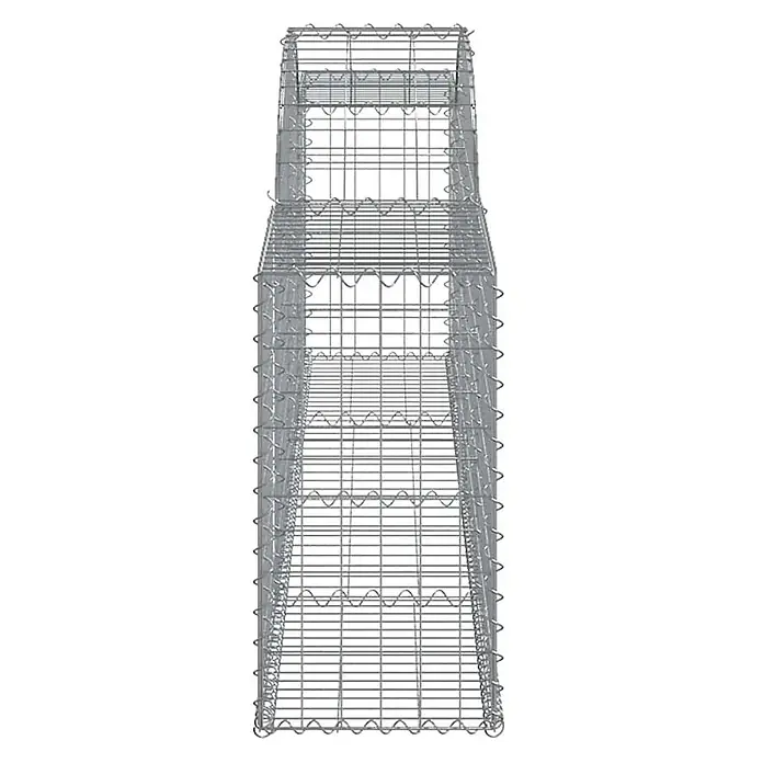 Furnicato Gabione - 30 x 300 x 80 cm, Metall, Maschenbreite: 50 mm, Maschenhöhe: 100 mm - Rechteckiger Gabionenkorb aus silbernem Drahtgeflecht mit Innenteilern.