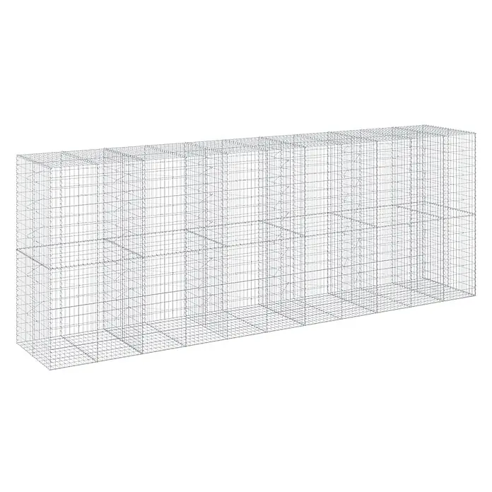 Furnicato Gabione - 550 x 100 x 200 cm, Metall, Maschenbreite: 50 mm, Maschenhöhe: 100 mm - Langer, modularer Gabionenkorb aus grauem Drahtgitter.