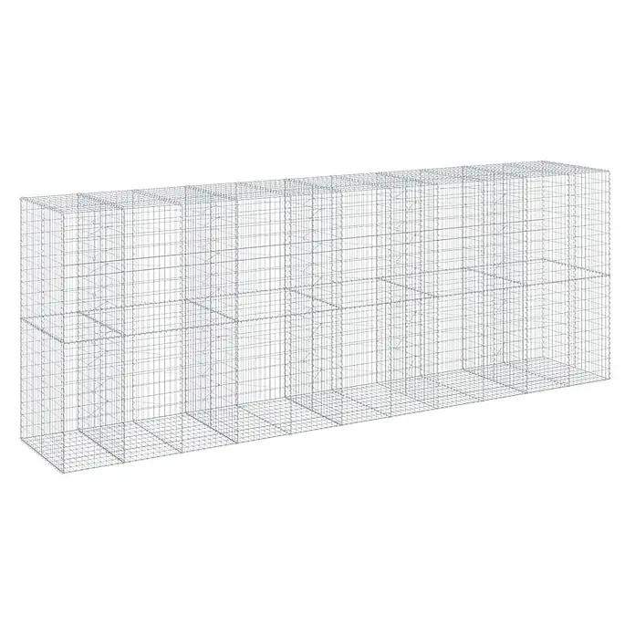 Furnicato Gabione - 550 x 100 x 200 cm, Metall, Maschenbreite: 50 mm, Maschenhöhe: 100 mm - Langer Gabionenkorb aus silbernem Drahtgeflecht, rechteckig, mit internen Zellen für Stützmauern.