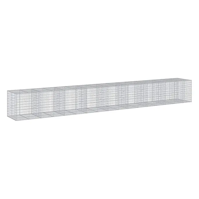 Furnicato Gabione - 850 x 100 x 100 cm, Metall, Maschenbreite: 50 mm, Maschenhöhe: 100 mm - Länglicher, rechteckiger Gabionenkorb aus grauem Drahtgeflecht.