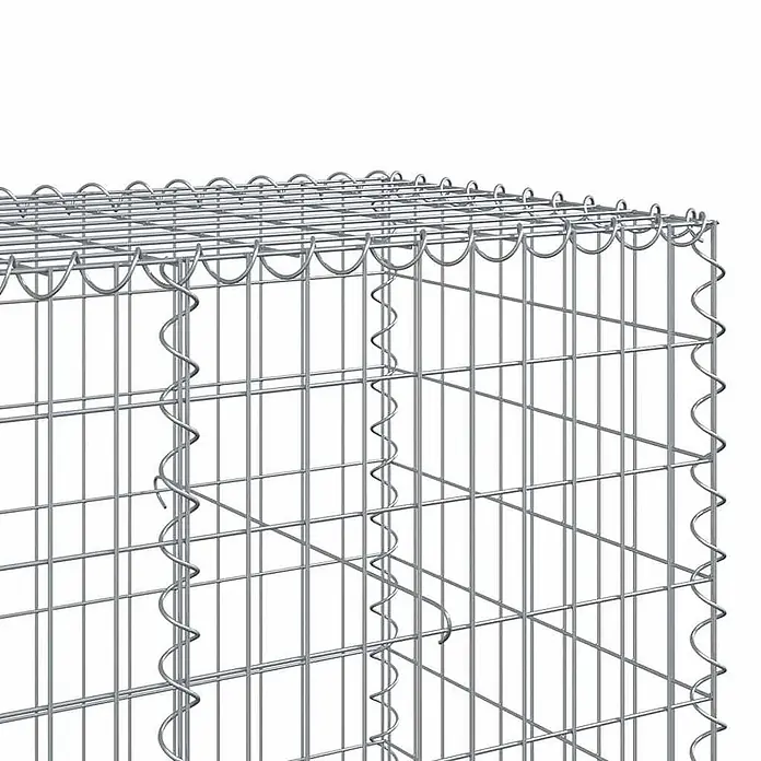 Furnicato Gabione - 650 x 100 x 100 cm, Metall, Maschenbreite: 50 mm, Maschenhöhe: 100 mm - Verzinkter Drahtgeflecht-Gabionenkäfig aus silbergrauem Metall.