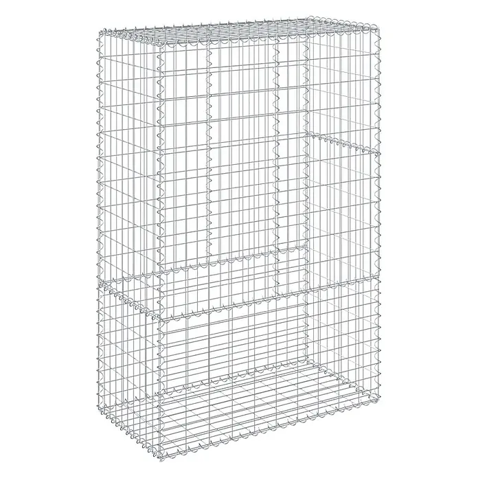 Furnicato Gabione - 100 x 50 x 150 cm, Metall, Maschenbreite: 50 mm, Maschenhöhe: 100 mm - Silberfarbener Drahtgeflecht-Gabionenkorb mit Innenunterteilungen für den Landschaftsbau.