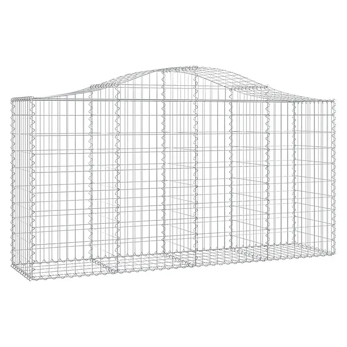 Furnicato Gabione - 50 x 200 x 120 cm, Metall, Maschenbreite: 50 mm, Maschenhöhe: 100 mm - Leerer silberner Drahtgitter-Gabionenkorb mit gewölbter Oberseite für Stützmauern.