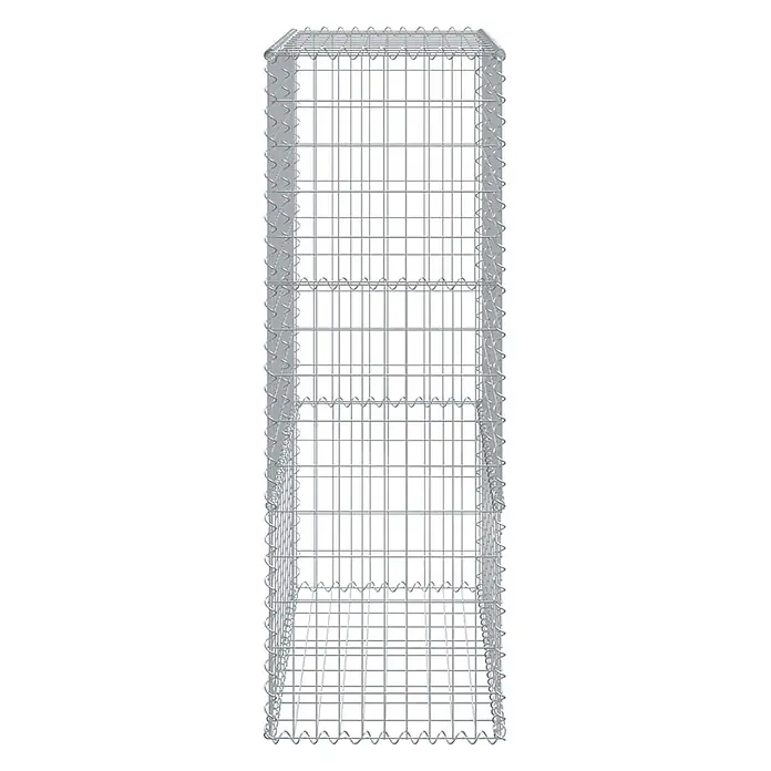 Furnicato Gabione - 100 x 50 x 150 cm, Metall, Maschenbreite: 50 mm, Maschenhöhe: 100 mm - Hoher, rechteckiger Gabionenkorb aus silbernem verzinktem Drahtgeflecht.