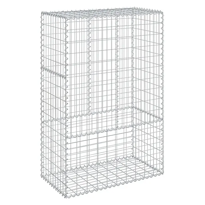 Furnicato Gabione - 100 x 50 x 150 cm, Metall, Maschenbreite: 50 mm, Maschenhöhe: 100 mm - Silberfarbener Drahtgitter-Gabionenkasten mit Trennwänden, leer, zum Befüllen.