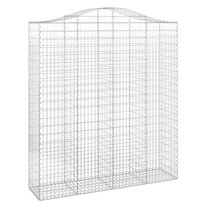 Furnicato Gabione - 50 x 200 x 240 cm, Metall, Maschenbreite: 50 mm, Maschenhöhe: 100 mm - Gabionenkorb aus silbernem Drahtgeflecht mit leicht gewölbter Oberseite.
