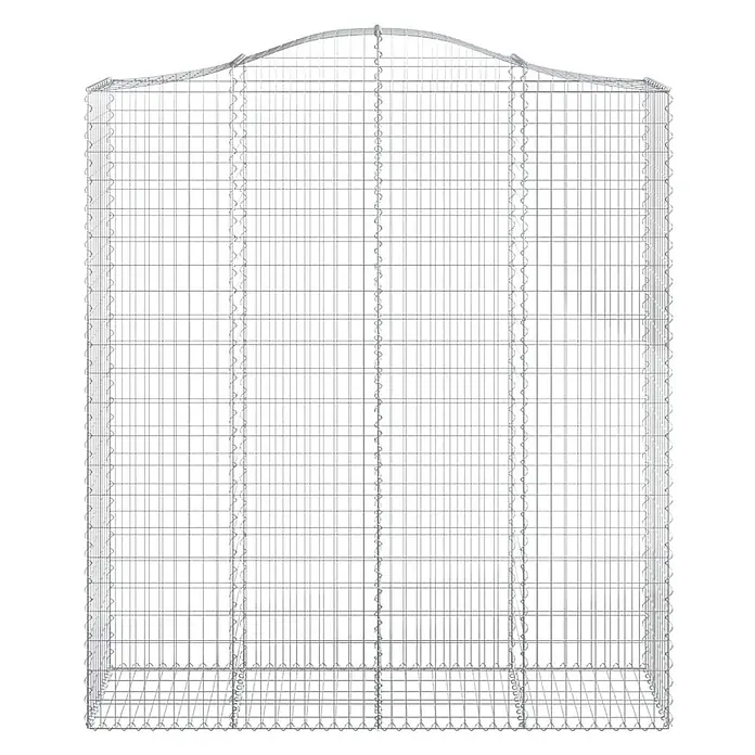 Furnicato Gabione - 50 x 200 x 240 cm, Metall, Maschenbreite: 50 mm, Maschenhöhe: 100 mm - Leerer grauer Drahtgitter-Gabionenkorb mit gebogener Oberkante.