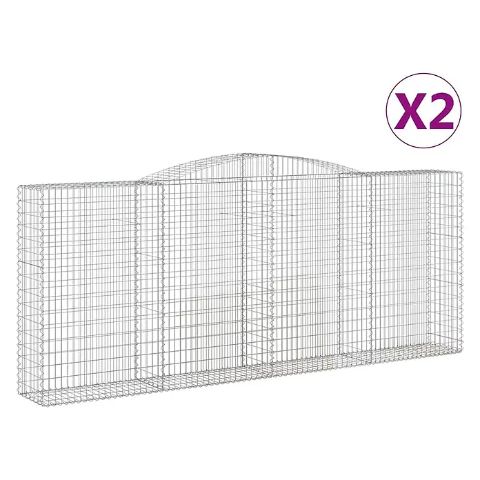 Furnicato Gabione - 180 x 400 x 50 cm, Metall, Maschenbreite: 50 mm, Maschenhöhe: 100 mm - Drahtgitter-Gabionenkorb, lange rechteckige Form mit einem mittig gewölbten Oberteil.