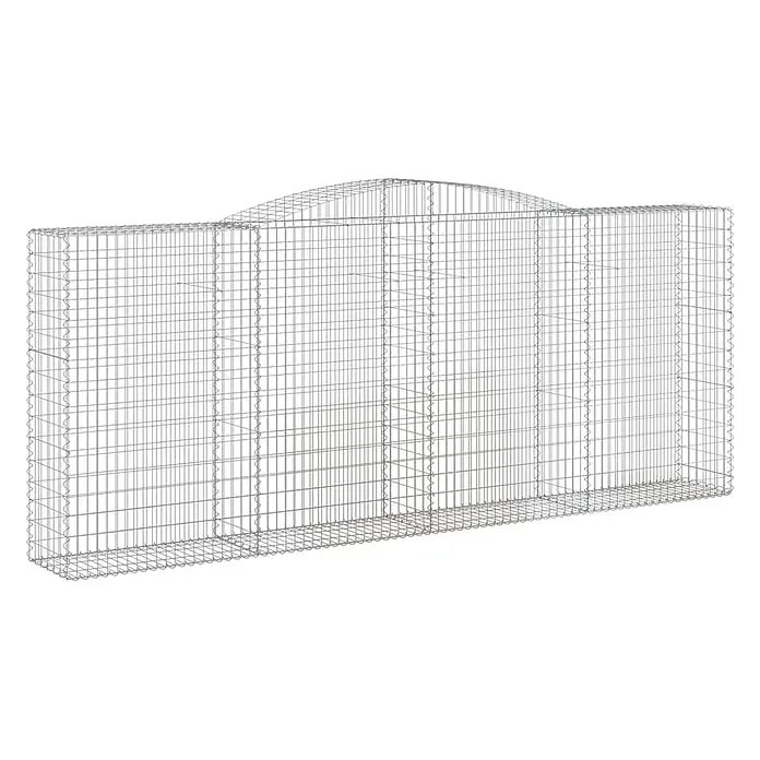 Furnicato Gabione - 180 x 400 x 50 cm, Metall, Maschenbreite: 50 mm, Maschenhöhe: 100 mm - Gabionenkorb aus silbernem Drahtgeflecht mit gewölbter Oberseite zum Befüllen mit Steinen.