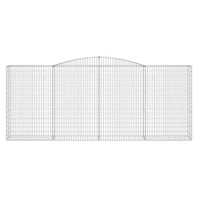 Furnicato Gabione - 180 x 400 x 50 cm, Metall, Maschenbreite: 50 mm, Maschenhöhe: 100 mm - Silberner Drahtgeflecht-Gabionenkäfig, rechteckig mit gewölbter Oberseite.