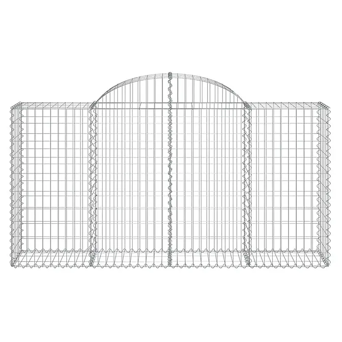 Furnicato Gabione - 50 x 200 x 120 cm, Metall, Maschenbreite: 50 mm, Maschenhöhe: 100 mm - Leerer Gabionenkorb aus silbernem Drahtgeflecht, rechteckig mit gewölbter Oberseite, bereit zum Befüllen.