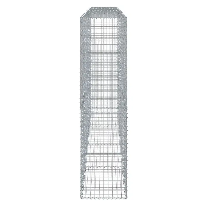 Furnicato Gabione - 400 x 50 x 200 cm, Metall, Maschenbreite: 50 mm, Maschenhöhe: 100 mm - Rechteckiger Gabionenkorb aus silbernem verzinktem Stahldrahtgeflecht.