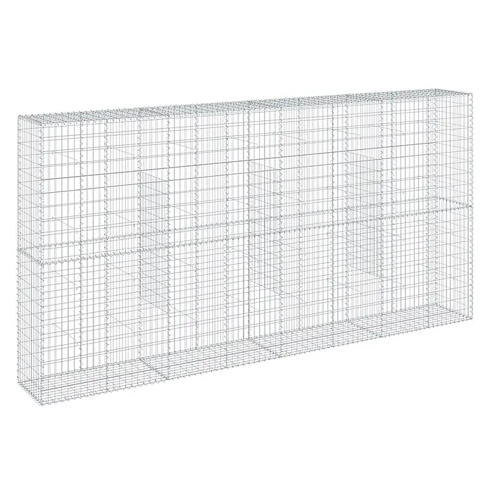 Furnicato Gabione - 400 x 50 x 200 cm, Metall, Maschenbreite: 50 mm, Maschenhöhe: 100 mm - Rechteckiger Gabionenkorb aus silbernem Drahtgeflecht für den Landschaftsbau und Mauerbau.