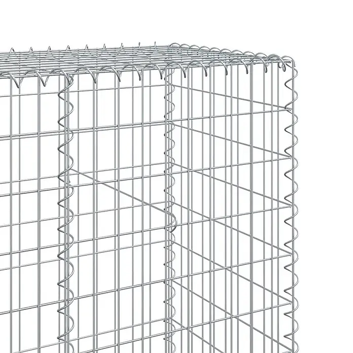 Furnicato Gabione - 400 x 50 x 200 cm, Metall, Maschenbreite: 50 mm, Maschenhöhe: 100 mm - Silbergrauer Gabionenkorb aus verzinktem Stahldraht, eine robuste Gitterstruktur für die Gartengestaltung.