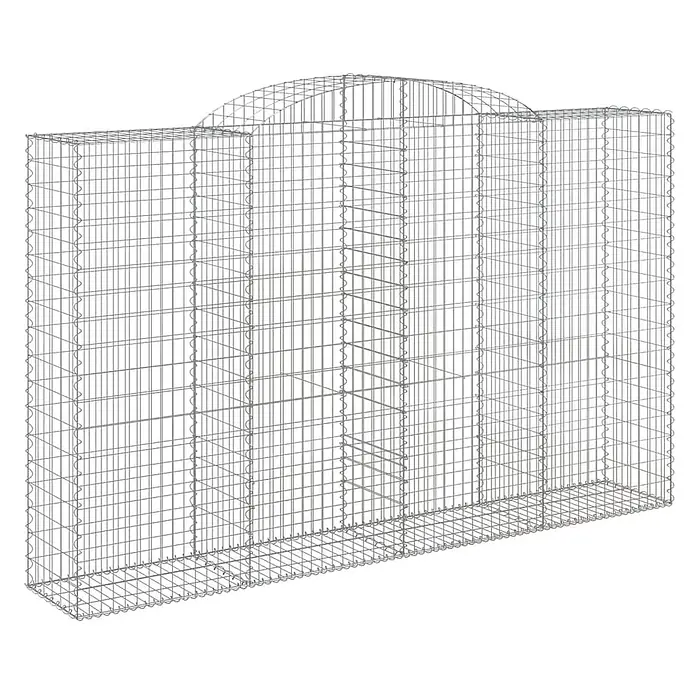 Furnicato Gabione - 200 x 300 x 50 cm, Metall, Maschenbreite: 50 mm, Maschenhöhe: 100 mm - Silberner Drahtgitter-Gabionenkorb mit zentralem Bogenaufsatz.