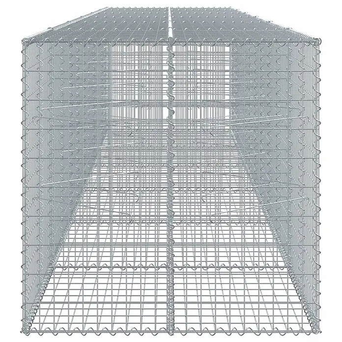 Furnicato Gabione - 600 x 100 x 100 cm, Metall, Maschenbreite: 50 mm, Maschenhöhe: 100 mm - Leerer Gabionenkorb aus silbernem Drahtgeflecht, bereit zum Befüllen.