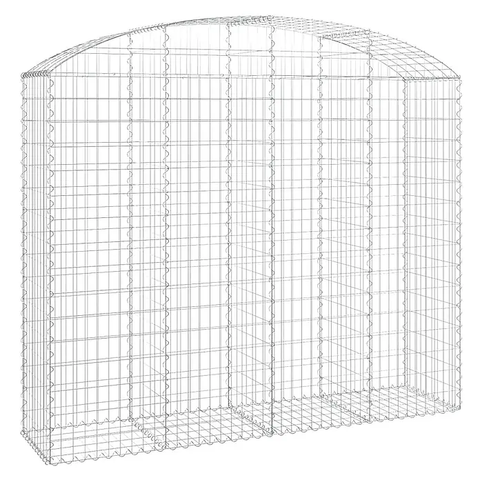 Furnicato Gabione - 180 x 200 x 50 cm, Metall, Maschenbreite: 50 mm, Maschenhöhe: 100 mm - Metallgitter-Gabionenkorb mit rechteckigem Boden und abgerundeter Oberseite.