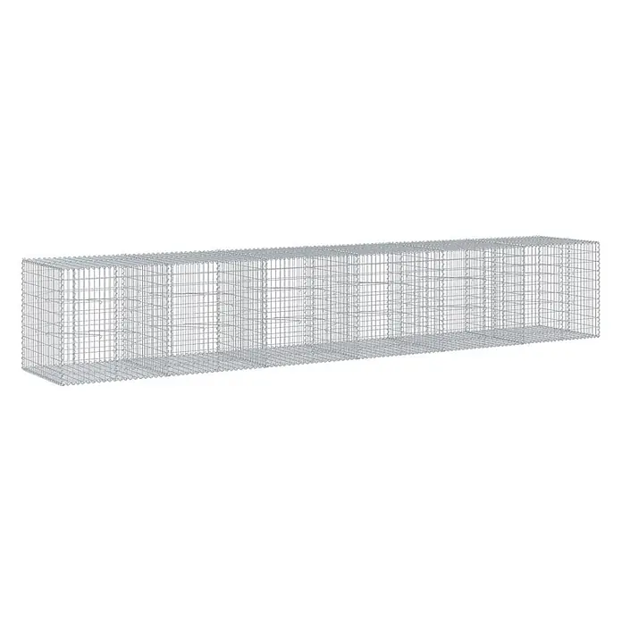 Furnicato Gabione - 600 x 100 x 100 cm, Metall, Maschenbreite: 50 mm, Maschenhöhe: 100 mm - Lange rechteckige Gabionenkorb aus silbernem Drahtgeflecht.