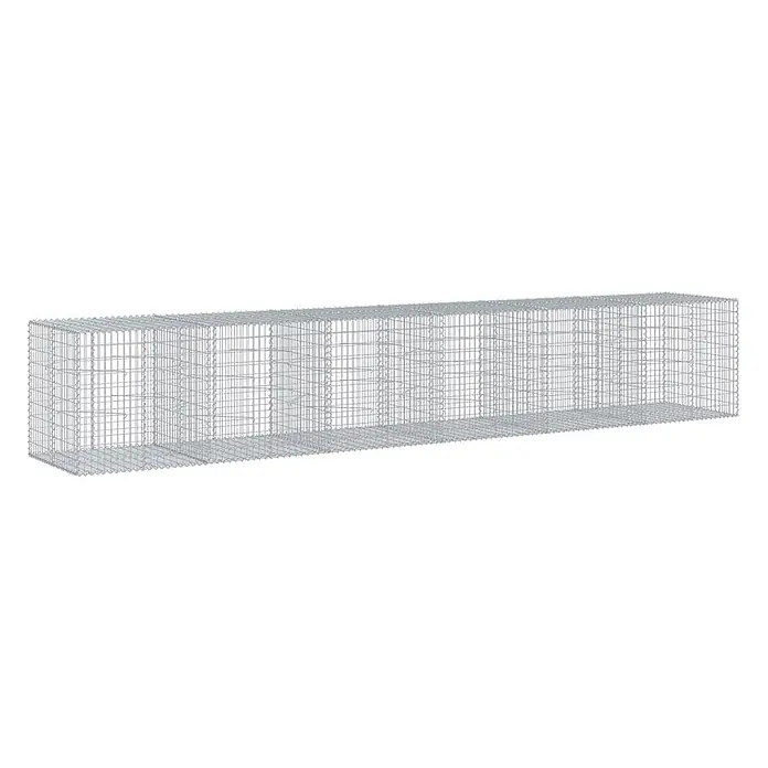 Furnicato Gabione - 600 x 100 x 100 cm, Metall, Maschenbreite: 50 mm, Maschenhöhe: 100 mm - Rechteckiger silberner Metallgitter-Gabionenkorb.