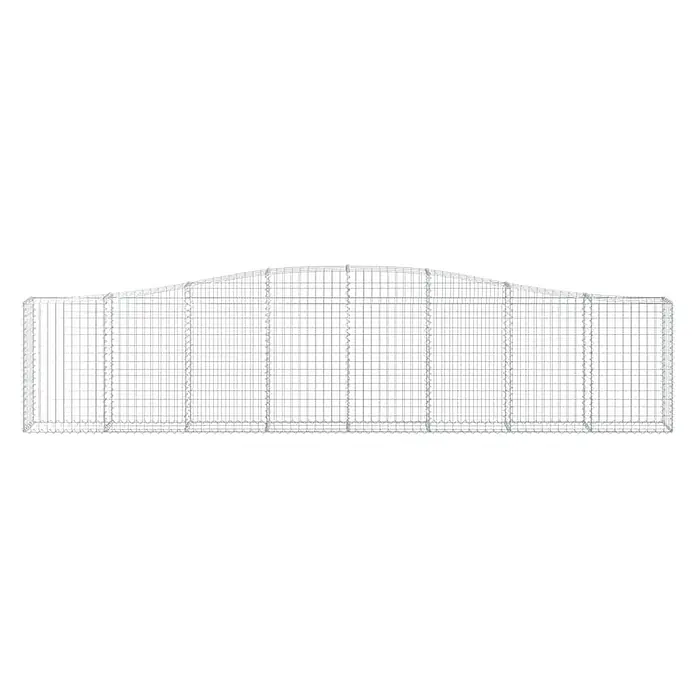 Furnicato Gabione - 30 x 400 x 100 cm, Metall, Maschenbreite: 50 mm, Maschenhöhe: 100 mm - Silberner Draht-Gabionenkorb mit gewölbter Oberseite für Stützmauern oder Landschaftsgestaltung.