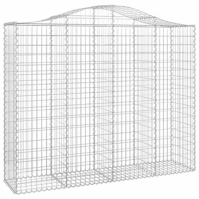 Furnicato Gabione - 50 x 200 x 180 cm, Metall, Maschenbreite: 50 mm, Maschenhöhe: 100 mm - Rechteckiger Gabionenkorb aus verzinktem Drahtgeflecht mit gewölbter Oberseite.
