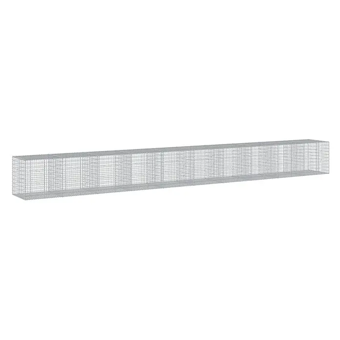 Furnicato Gabione - 1.000 x 100 x 100 cm, Metall, Maschenbreite: 50 mm, Maschenhöhe: 100 mm - Langes, rechteckiges Gitterkäfig aus grauem Drahtgeflecht.