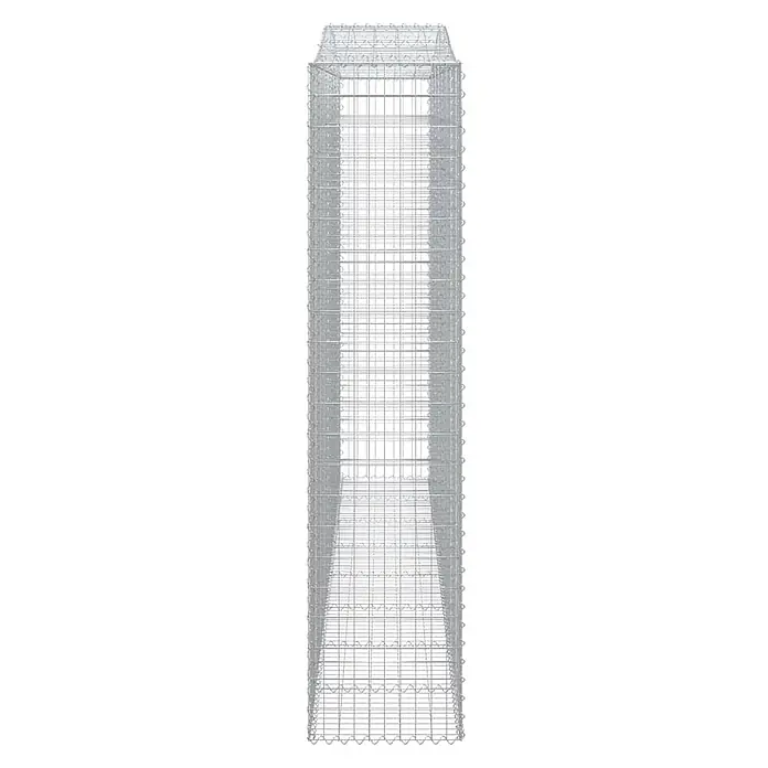 Furnicato Gabione - 50 x 400 x 240 cm, Metall, Maschenbreite: 50 mm, Maschenhöhe: 100 mm - Hoher, rechteckiger Drahtgitterturm aus silbernem Metall mit leicht zulaufender Oberseite.